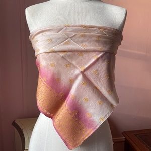 Cream/pink vintage handmade silk scarf